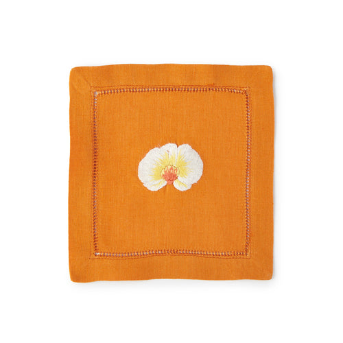 Orchid Cocktail Napkin 6x6 (Set of 4) - Loro Lino Fine Linens