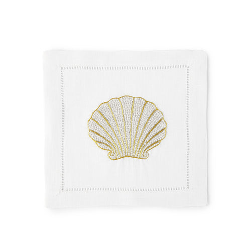 Shell Cocktail Napkin 6x6 (Set of 4) - Loro Lino Fine Linens