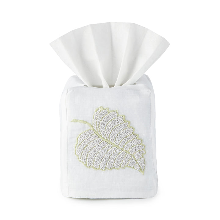 Aspen Leaf Tissue Box Cover - Loro Lino Fine Linens
