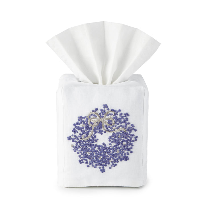 Berry Wreath Knots Tissue Box Cover - Loro Lino Fine Linens