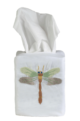 Fishers Dragonfly Tissue Box Cover - Loro Lino Fine Linens