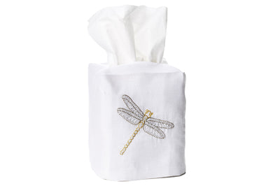 Dragonfly Tissue Box Cover - Loro Lino Fine Linens