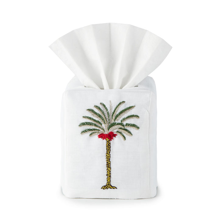 Palm Tree Tissue Box Cover - Loro Lino Fine Linens