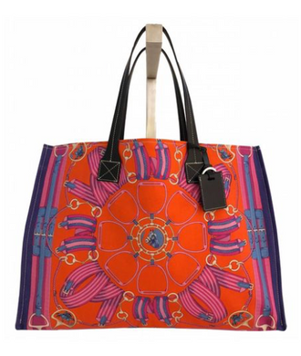 Fabulous Tote Wellington in Navy and Orange - Loro Lino Fine Linens