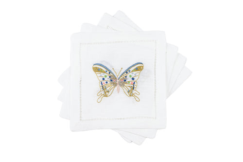 Freddy Butterfly Cocktail 6x6 (Set of 4) - Loro Lino Fine Linens