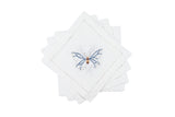 Hamptons Butterfly Cocktail Napkins 6x6 (Set of 4) - Loro Lino Fine Linens